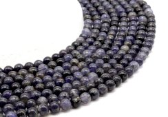 Perles Cordierite 6mm sur fil 40cm