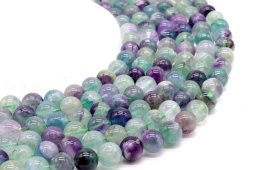 Perles Fluorite Multi 10mm sur fil 40cm