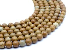 Perles Bois Fossile 10mm sur fil 40cm