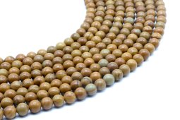 Perles Bois Fossile 6mm sur fil 40cm