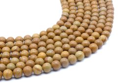 Perles Bois Fossile 8mm sur fil 40cm