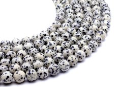 Perles Jaspe Dalmatien 10mm sur fil 40cm