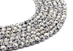Perles Jaspe Dalmatien 8mm sur fil 40cm