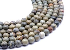 Perles Jaspe Feuille d'Argent 10mm sur fil 40cm