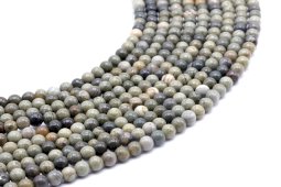 Perles Jaspe Feuille d'Argent 4mm sur fil 40cm