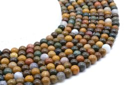 Perles Jaspe Océan 6mm sur fil 40cm