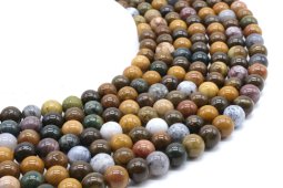 Perles Jaspe Océan 8mm sur fil 40cm