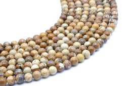 Perles Jaspe Paysage 6mm sur fil 40cm