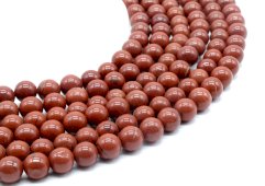 Perles Jaspe Rouge 10mm sur fil 40cm