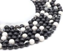 Perles Jaspe Zèbre 10mm sur fil 40cm