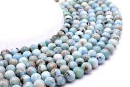 Perles Larimar 8mm sur fil 40cm