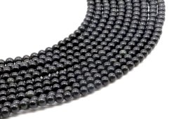 Perles Obsidienne Noire Dorée 4mm sur fil 40cm