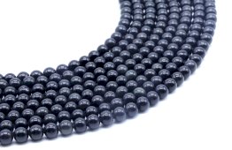 Perles Obsidienne Noire Dorée 6mm sur fil 40cm