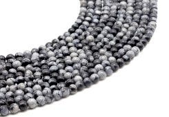 Perles Obsidienne Neige 4mm sur fil 40cm