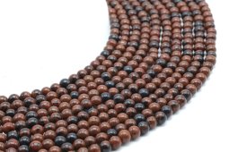 Perles Obsidienne Mahogany 4mm sur fil 40cm