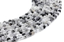 Perles Quartz Tourmaline 4mm sur fil 40cm