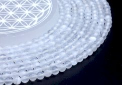 Perles Sélénite 'AA' 6mm sur fil 40cm