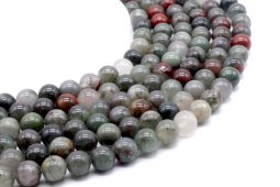 Perles Jaspe Héliotrope Africaine 10mm sur fil 40cm