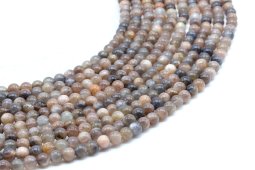 Perles de Soleil Noire  'AA' 4mm sur fil 40cm