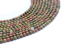 Perles Unakite 4mm sur fil 40cm