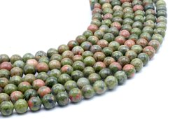 Perles Unakite 8mm sur fil 40cm