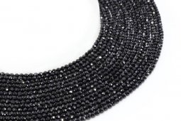 Perles facettées Spinelle Noir 3mm sur fil 40cm