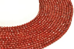 Perles facettées Cornaline 4mm sur fil 40cm