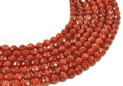 Perles facettées Cornaline 8mm sur fil 40cm