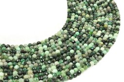 Perles facettées Emeraude 4mm sur fil 40cm