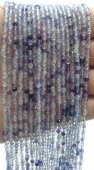 Perles facettées Fluorite Multi 3mm sur fil 40cm