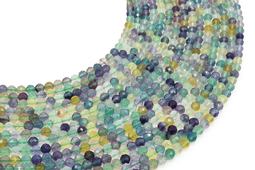 Perles facettées Fluorite Multi 4mm sur fil 38cm