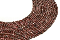 Perles facettées Grenat 4mm sur fil 40cm