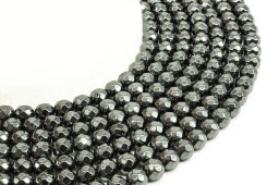 Perles facettées Hématite 8mm sur fil 40cm