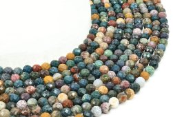 Perles facettées Jaspe Océan 6mm sur fil 40cm