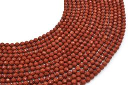 Perles facettées Jaspe Rouge 4mm sur fil 38cm