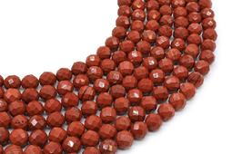 Perles facettées Jaspe Rouge 8mm sur fil 38cm