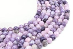 Perles facettées Lépidolite 8mm sur fil 40cm