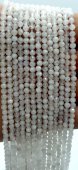 Perles facettées Pierre de Lune Blanche 3mm sur fil 40cm