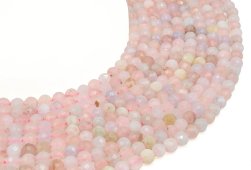 Perles facettées Morganite 6mm sur fil 40cm