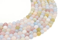 Perles facettées Morganite 8mm sur fil 40cm