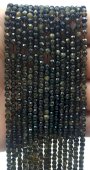 Perles facettées Obsidienne Dorée 3mm sur fil 40cm