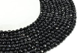 Perles facettées Onyx Noir 6mm sur fil 40cm
