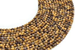 Perles facettées Oeil de Tigre 4mm sur fil 38cm