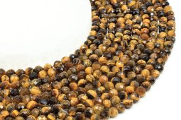 Perles facettées Oeil de Tigre 6mm sur fil 40cm