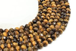 Perles facettées Oeil de Tigre 8mm sur fil 40cm