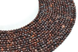 Perles facettées Oeil de Taureau 4mm sur fil 38cm
