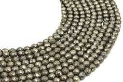 Perles facettées Pyrite 6mm sur fil 40cm