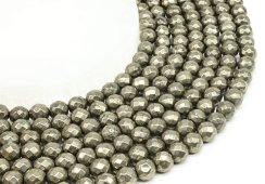 Perles facettées Pyrite 8mm sur fil 40cm