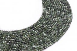 Perles facettées Séraphinite 3mm sur fil 40cm