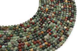 Perles facettées Jaspe Héliotrope Africaine 4mm sur fil 38cm